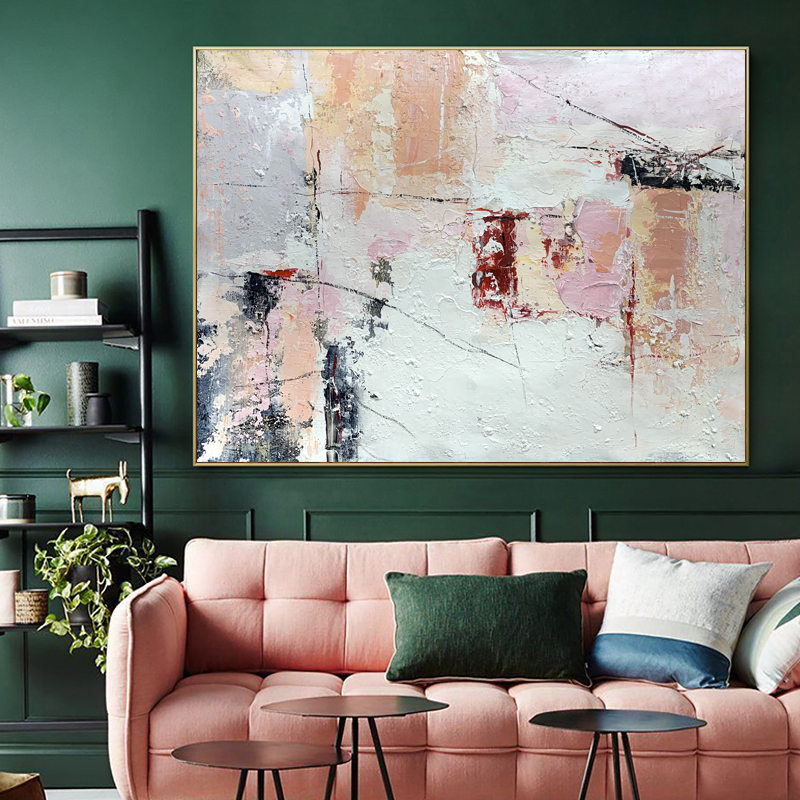 Pink Horizontal Art Abstract Painting