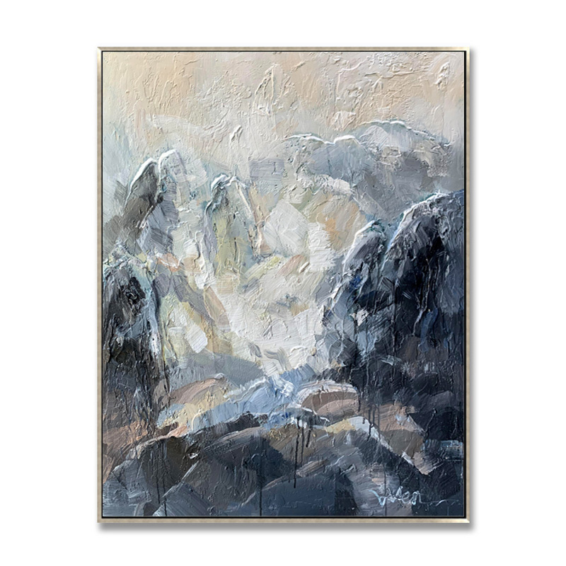 Gray Abstract Mountains Art Painting