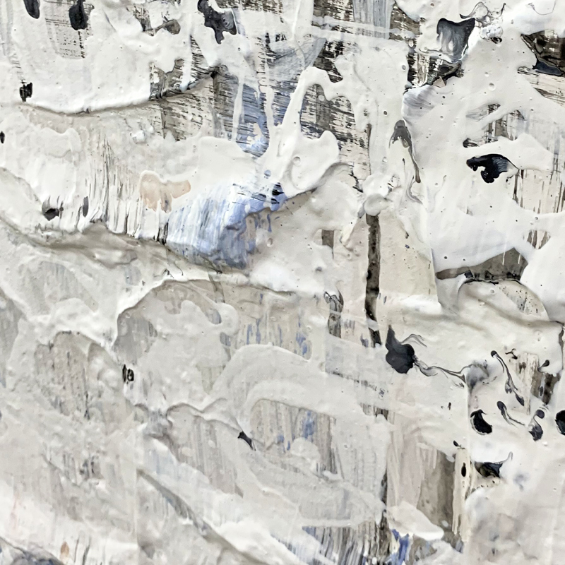Black And White Thick Texture Abstract Art Painting