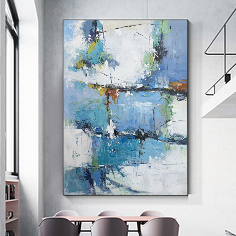Abstract Painting Combining Blue And Green