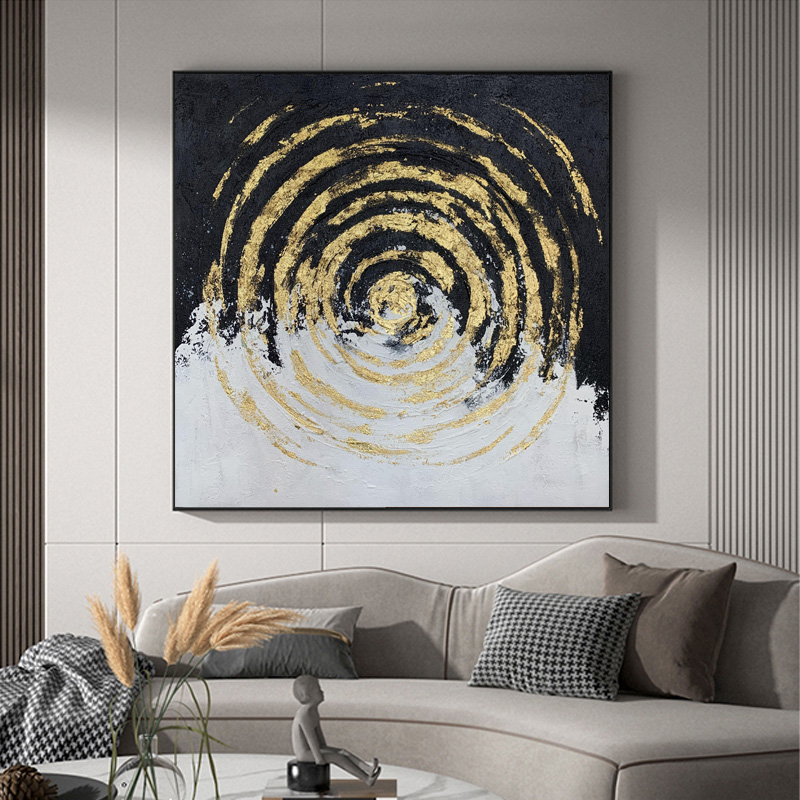 Golden Circle Black And White Intersection Background Art