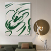 Green Lines And White Background Minimalist Art