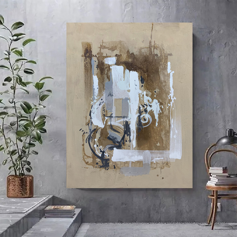 White And Brown Abstract Painting