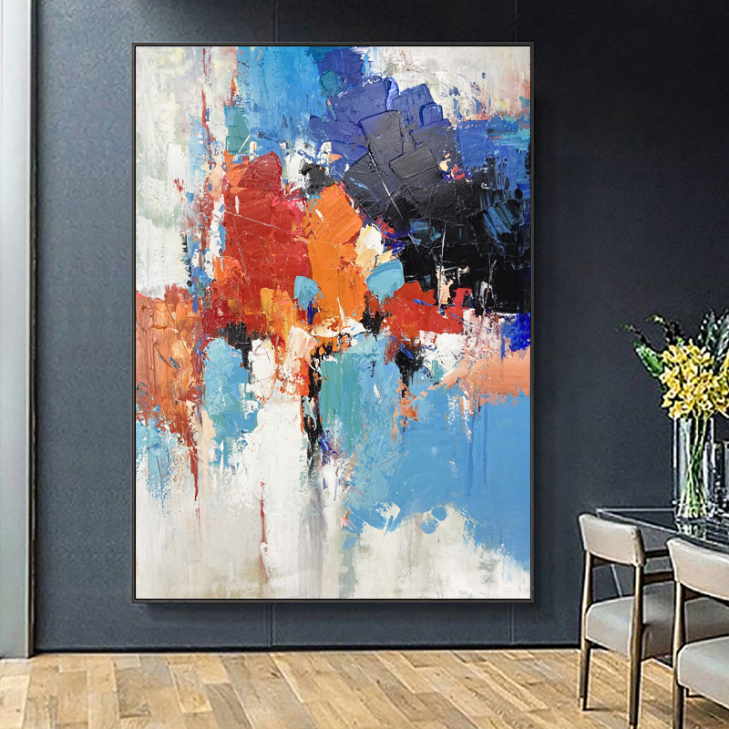 Blue Red Simple Luxury Acrylic Painting