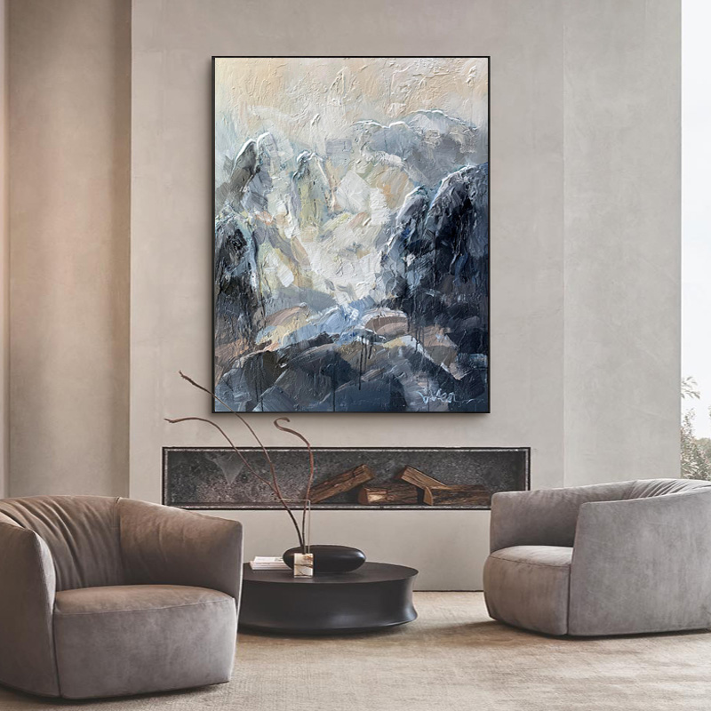 Gray Abstract Mountains Art Painting