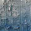 Thick Texture Blue Grid Painting