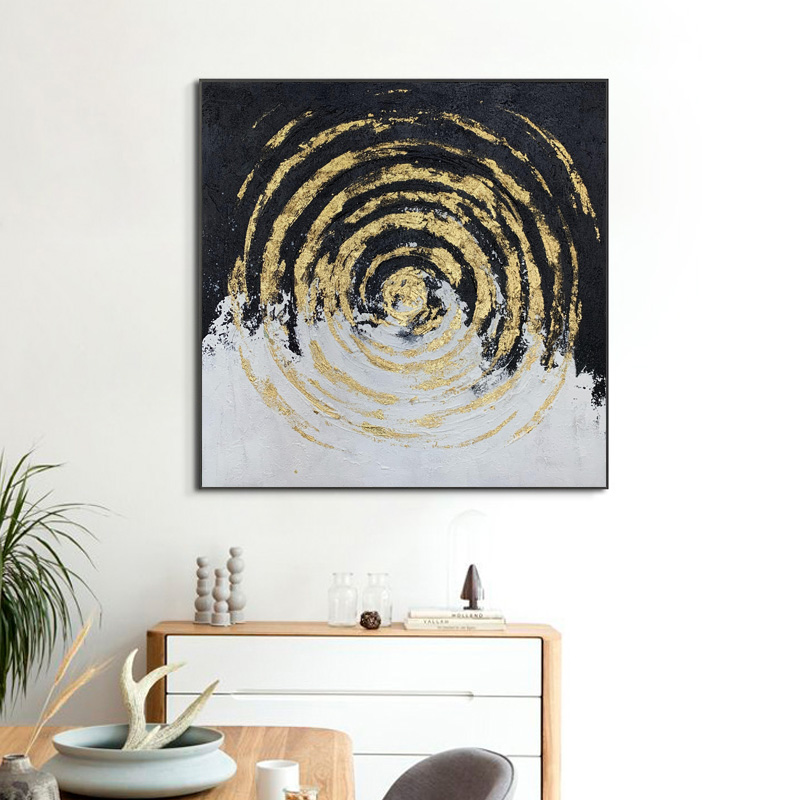 Golden Circle Black And White Intersection Background Art