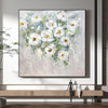 White Green Leaf Flower Painting