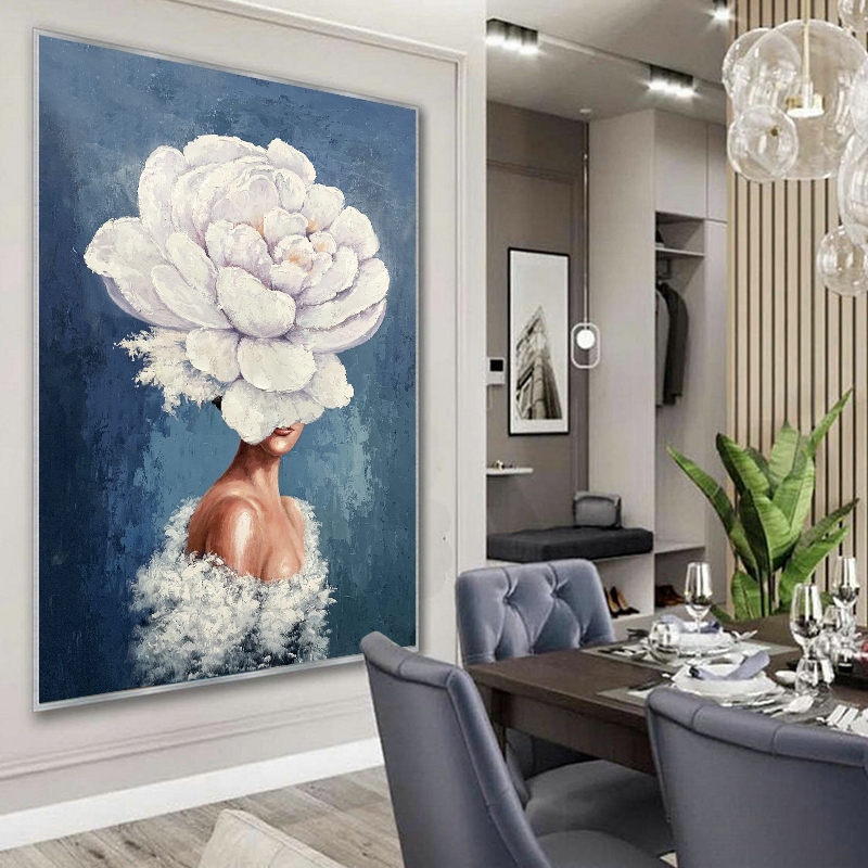 Woman on Flowers Art