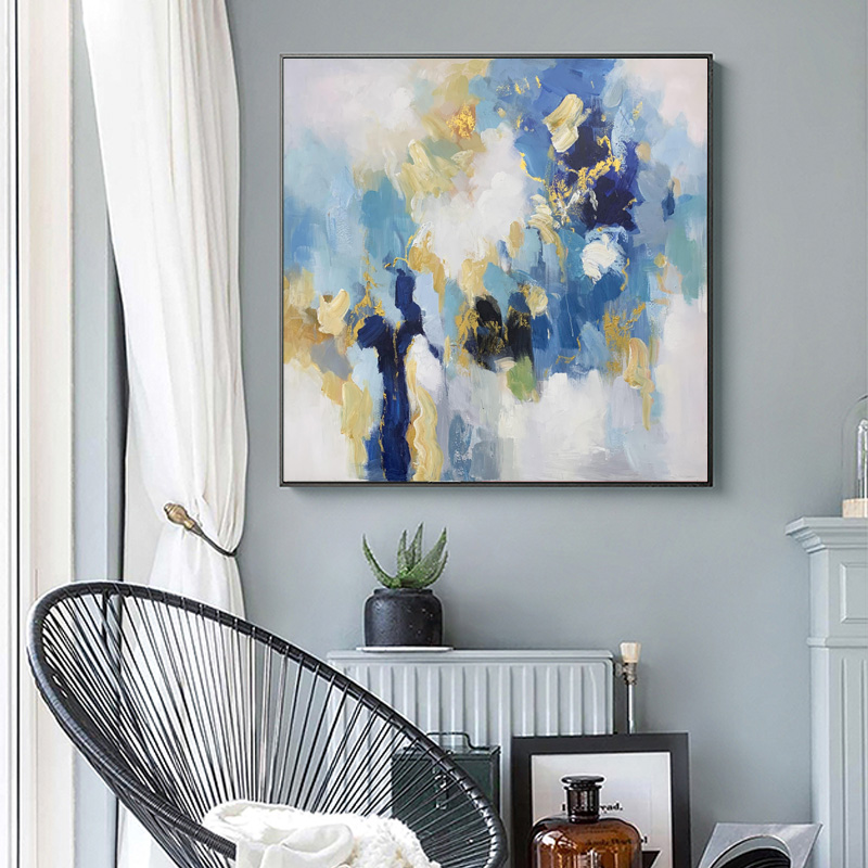 Square Blue Abstract Decorative Painting