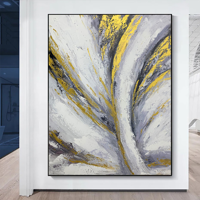 LIJUN Black And White Gold Hand-painted Art Painting