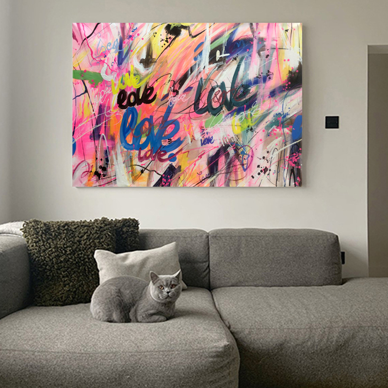 Commercial space interior pop art canvas painting display