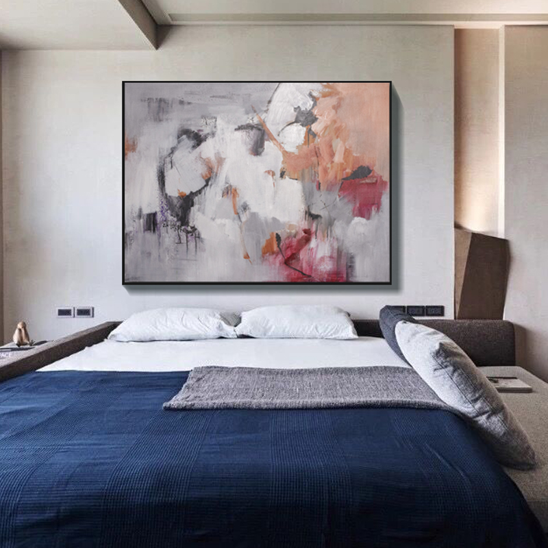 Custom Large Red Abstract Textured Canvas Art for Commercial Interiors
