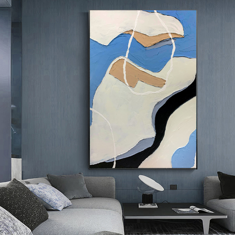 Modern Blue And White Abstract Painting Custom