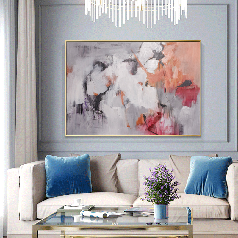 Custom Large Red Abstract Textured Canvas Art for Commercial Interiors